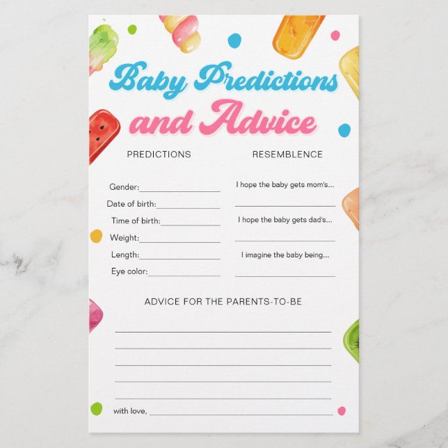 Klaar om Pop Baby shower Baby voorspellingen spel (Voorkant)