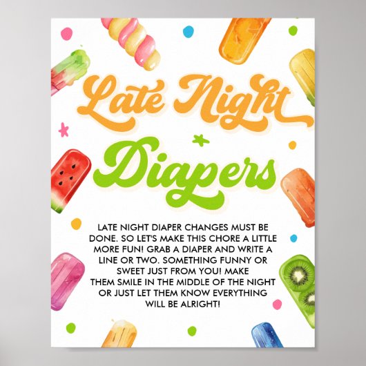 Klaar om Pop Baby shower Late Night Luiers Game Poster (Voorkant)
