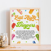 Klaar om Pop Baby shower Late Night Luiers Game Poster