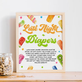 Klaar om Pop Baby shower Late Night Luiers Game Poster