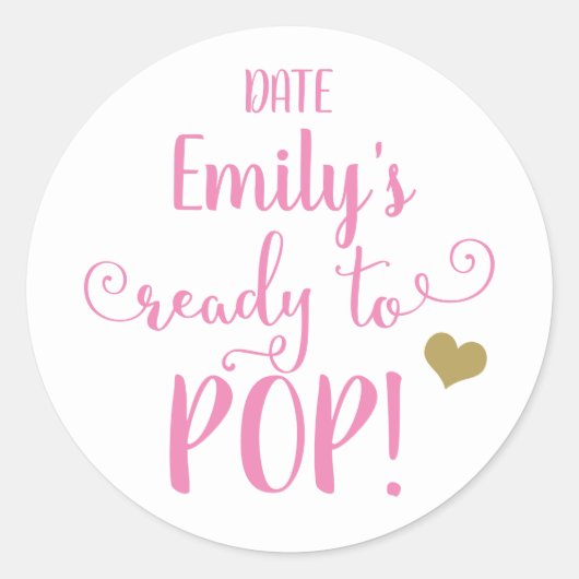 KLAAR OM POP BABY SHOWER STICKER (Voorkant)