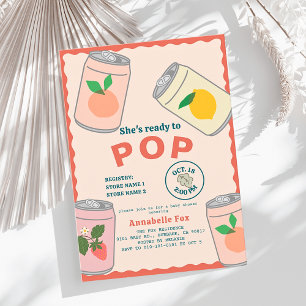 Klaar om Pop Fruit Soda Pop Cans Roze Baby shower Kaart