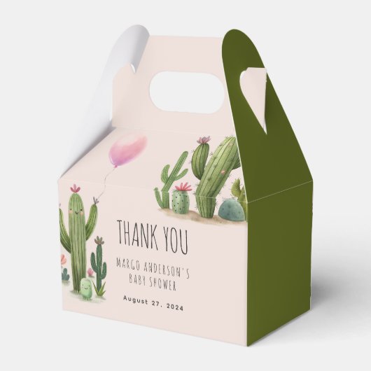Klaar om Pop Meisje Balloon Cactus Groen Baby show Bedankdoosjes (Achterkant)