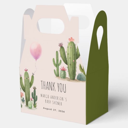 Klaar om Pop Meisje Balloon Cactus Groen Baby show Bedankdoosjes (Geopend)