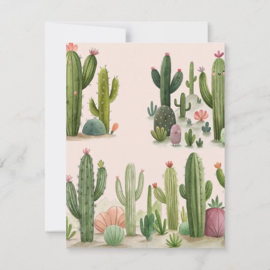 Klaar om Pop Meisje Balloon Cactus Groen Baby show Kaart (Achterkant)