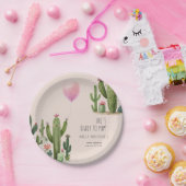 Klaar om Pop Meisje Balloon Cactus Groen Baby show Papieren Bordje (Feest)