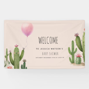 Klaar om Pop Meisje Balloon Cactus Groen Baby show Spandoek