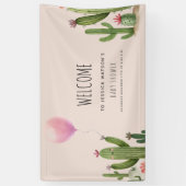 Klaar om Pop Meisje Balloon Cactus Groen Baby show Spandoek (Verticaal)