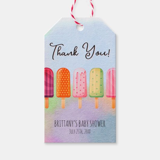 Klaar om Pop Popsicle Baby shower Dank u Cadeaulabel (Voorkant)