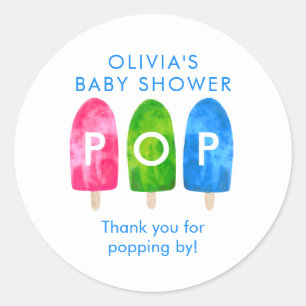 Klaar om Pop Popsicle Baby shower Dank u Ronde Sticker