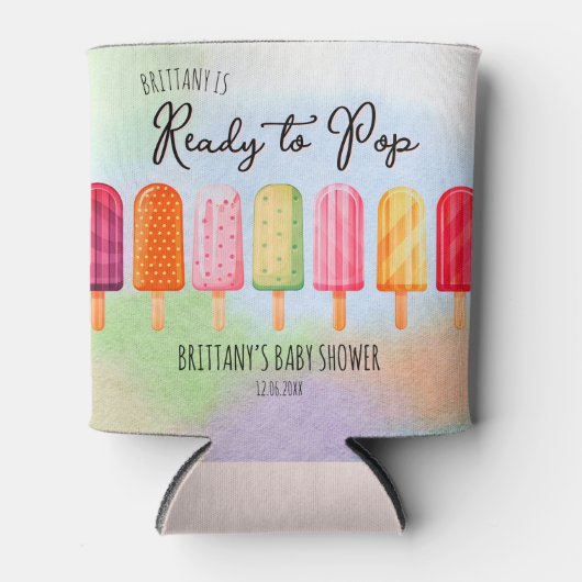 Klaar om Pop Popsicle Baby shower gunst Blikjeskoeler (Voorkant)