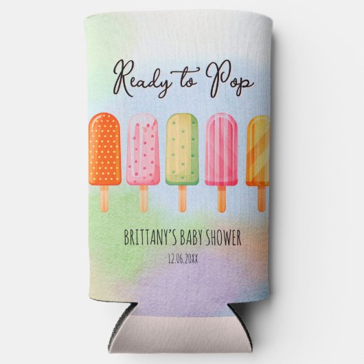 Klaar om Pop Popsicle Baby shower gunst Seltzer Blikjeskoeler (Voorkant)