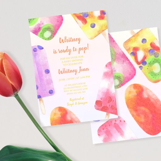 Klaar om Pop Popsicle Waterverf Baby shower Kaart
