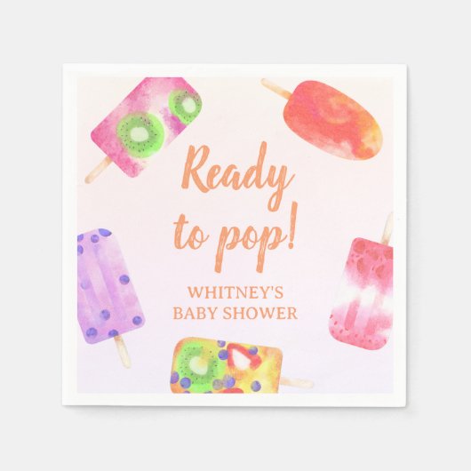 Klaar om Pop Popsicle Waterverf Baby shower Servet (Voorkant)