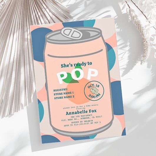 Klaar om Pop Soda Pop Can Pink Girl Baby shower Kaart