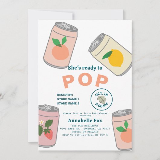 Klaar om Pop Soda Pop Cans Pink Girl Baby shower Kaart (Voorkant)