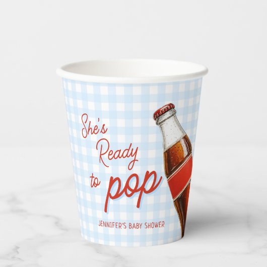 Klaar om Pop Soda Pop Cola Boy Baby shower Papieren Bekers (Voorkant)