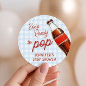 Klaar om Pop Soda Pop Cola Boy Baby shower Ronde Sticker