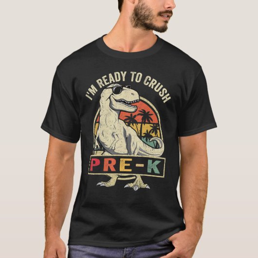 Klaar om pre-k Rex Dinosaur terug te trekken naar T-shirt (Voorkant)
