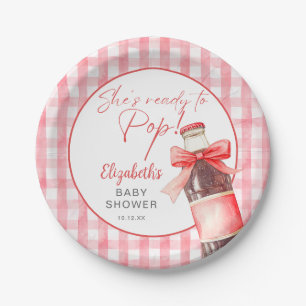 Klaar om rode strik frisdrankfles baby shower te b papieren bordje