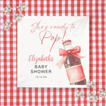 Klaar om rode strik-sodafles-babyshower te barsten