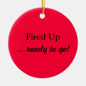 Klaar om rood te worden keramisch ornament (Voorkant)