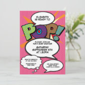 Klaar om Roze Baby Shower Stripboek Foto te Knalle Kaart (Staand voorkant)