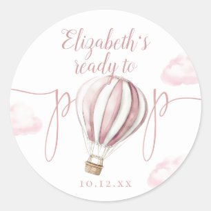 Klaar om Roze Ballon Baby Shower te Barsten Ronde Sticker