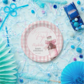 Klaar om Roze Strik Fles Babyshower Papieren Bordje (Feest)