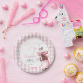 Klaar om Roze Strik Fles Babyshower Papieren Bordje (Feest)