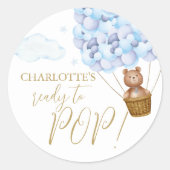 Klaar om snel te Poppen Wacht Beer Blauw Baby show Ronde Sticker (Voorkant)