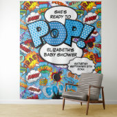 Klaar om te barsten Baby Shower Blauw Foto Achterg Wandkleed (In situ)