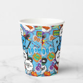 Klaar om te barsten Baby Shower Blauwe Stripboek Papieren Bekers (Rechts)