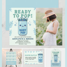 Klaar om te barsten Baby Shower Foto Blauwe Kawaii