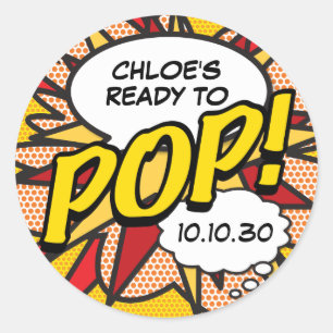 Klaar om te barsten Baby Shower Fun Modern Ronde Sticker