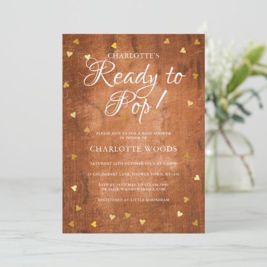 Klaar om te barsten Baby Shower Gouden Harten Rust Kaart (Staand voorkant)