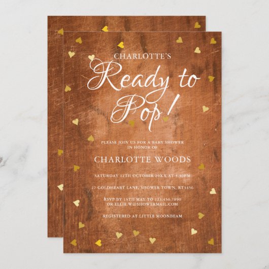 Klaar om te barsten Baby Shower Gouden Harten Rust Kaart (Voorkant / Achterkant)