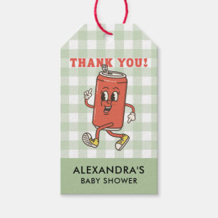 Klaar om te barsten Baby Shower Groen Gingham Beda Cadeaulabel