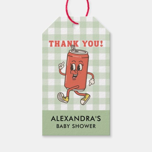 Klaar om te barsten Baby Shower Groen Gingham Beda Cadeaulabel (Voorkant)