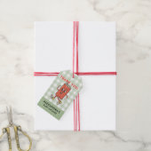 Klaar om te barsten Baby Shower Groen Gingham Beda Cadeaulabel (Met Touw)