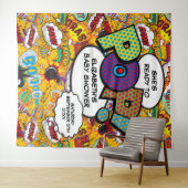 Klaar om te barsten Baby Shower Leuk Foto Achtergr Wandkleed (In Situ (horizontaal))