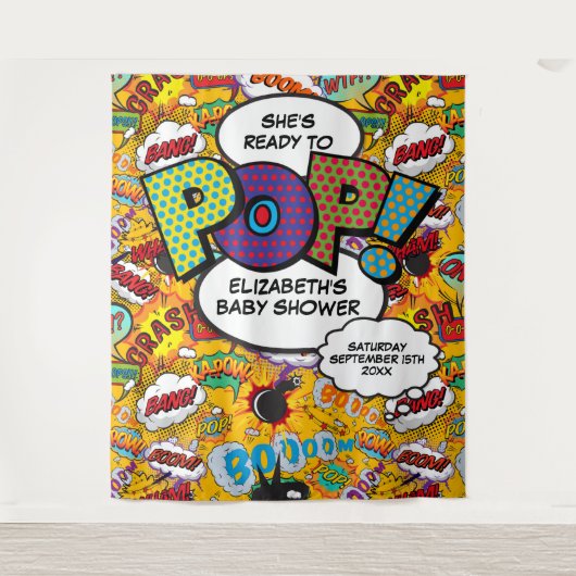 Klaar om te barsten Baby Shower Leuk Foto Achtergr Wandkleed (Voorkant)