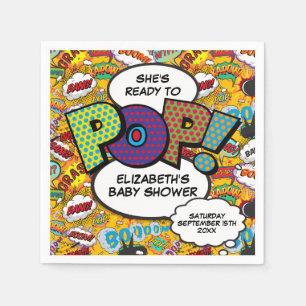 Klaar om te barsten Baby Shower Leuk stripboek Servet