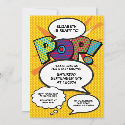 Klaar om te barsten Baby Shower Modern Comic Fun Kaart (Voorkant)