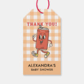 Klaar om te barsten Baby Shower Oranje Gingham Bed Cadeaulabel (Achterkant)