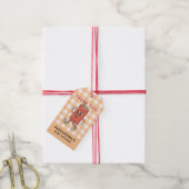 Klaar om te barsten Baby Shower Oranje Gingham Bed Cadeaulabel (Met Touw)