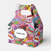 Klaar om te barsten Baby Shower Roze Stripboek Bedankdoosjes (Achterkant)