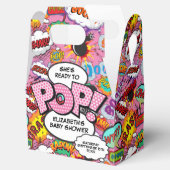 Klaar om te barsten Baby Shower Roze Stripboek Bedankdoosjes (Geopend)