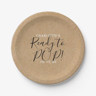 Klaar om te barsten Baby Shower Rustieke Kraft Chi Papieren Bordje