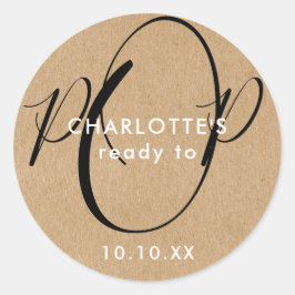 Klaar om te barsten Baby Shower Rustieke Kraft Chi Ronde Sticker